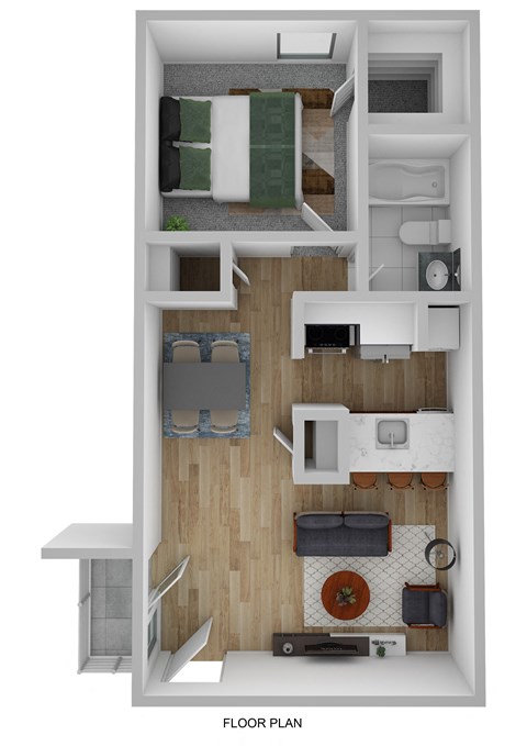 Floor plan for 1 bed, 1 bath, 520 sqft